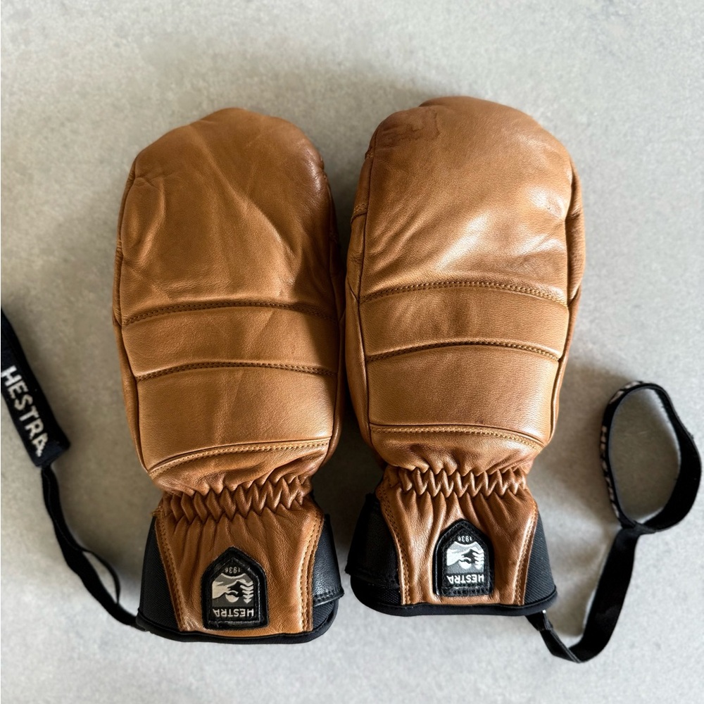 Hestra Tan Leather Mittens Size 7